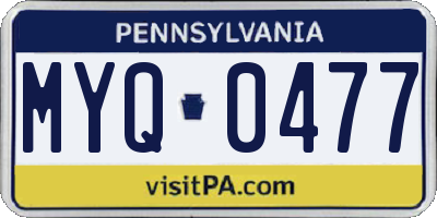 PA license plate MYQ0477
