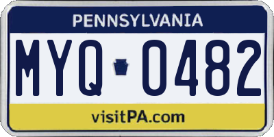 PA license plate MYQ0482