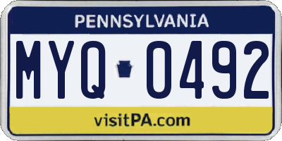 PA license plate MYQ0492