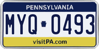 PA license plate MYQ0493