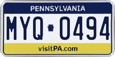 PA license plate MYQ0494
