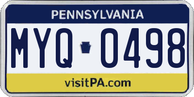 PA license plate MYQ0498
