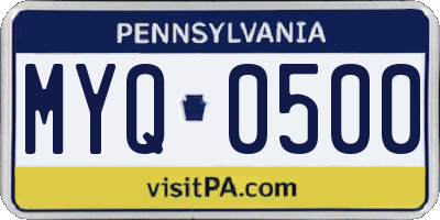 PA license plate MYQ0500