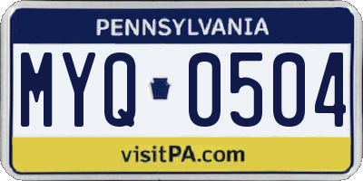 PA license plate MYQ0504