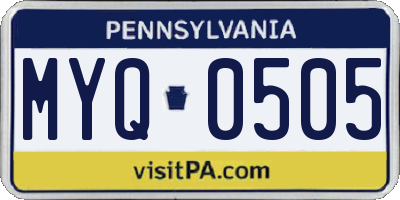 PA license plate MYQ0505
