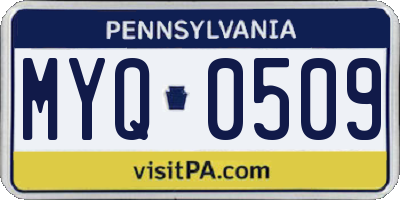 PA license plate MYQ0509