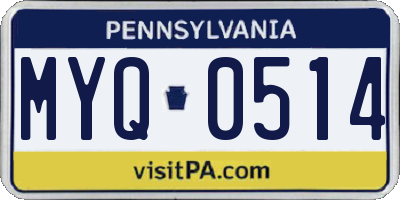 PA license plate MYQ0514