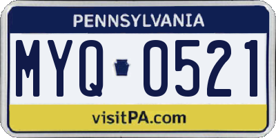 PA license plate MYQ0521