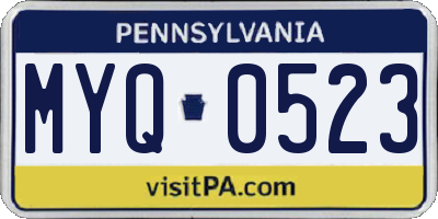 PA license plate MYQ0523
