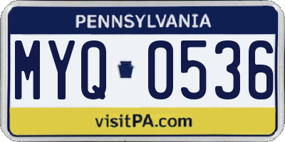 PA license plate MYQ0536