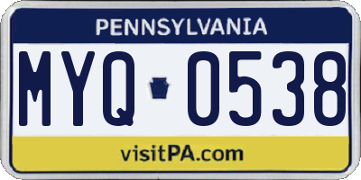 PA license plate MYQ0538