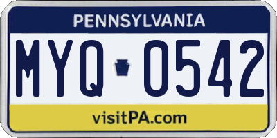 PA license plate MYQ0542