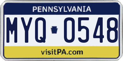 PA license plate MYQ0548