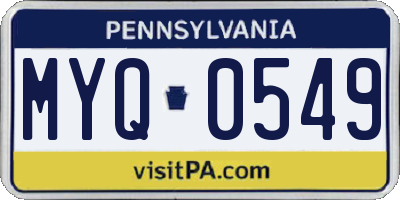 PA license plate MYQ0549