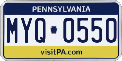 PA license plate MYQ0550