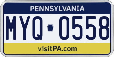 PA license plate MYQ0558