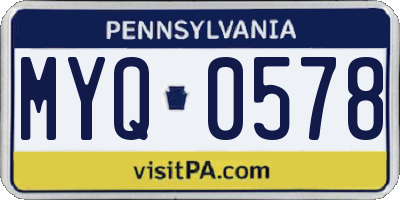 PA license plate MYQ0578