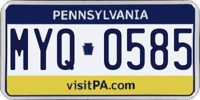 PA license plate MYQ0585