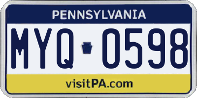 PA license plate MYQ0598