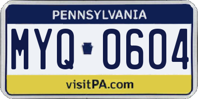 PA license plate MYQ0604