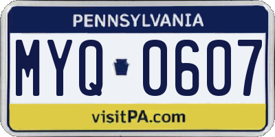 PA license plate MYQ0607