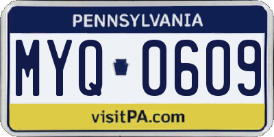 PA license plate MYQ0609