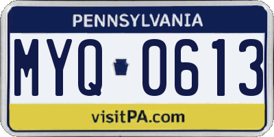 PA license plate MYQ0613