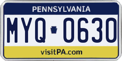 PA license plate MYQ0630