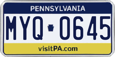 PA license plate MYQ0645