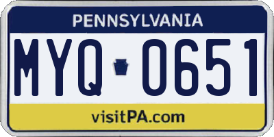 PA license plate MYQ0651