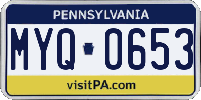 PA license plate MYQ0653