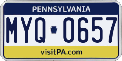 PA license plate MYQ0657