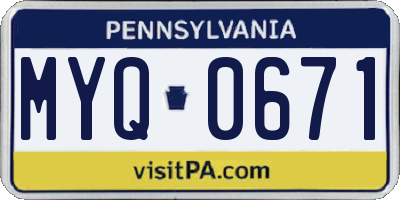 PA license plate MYQ0671