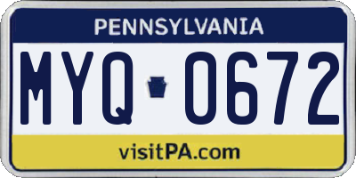 PA license plate MYQ0672