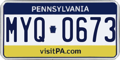 PA license plate MYQ0673