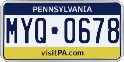 PA license plate MYQ0678