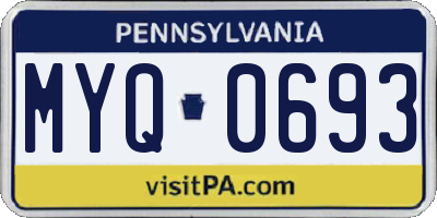 PA license plate MYQ0693