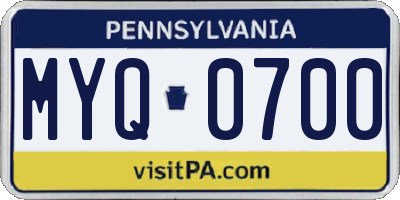 PA license plate MYQ0700