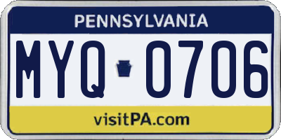 PA license plate MYQ0706