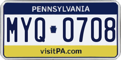 PA license plate MYQ0708