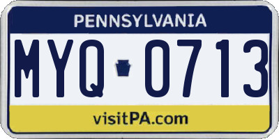 PA license plate MYQ0713