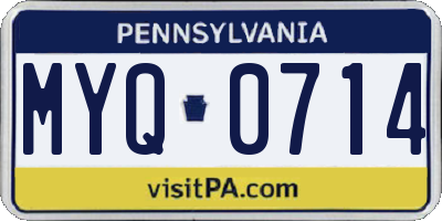 PA license plate MYQ0714