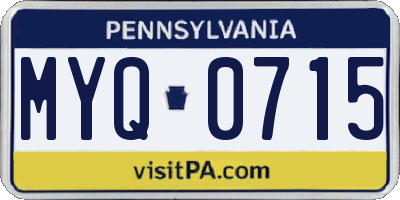 PA license plate MYQ0715