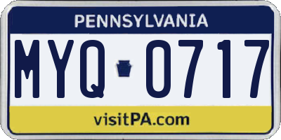 PA license plate MYQ0717