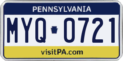 PA license plate MYQ0721