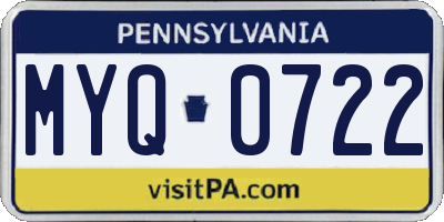 PA license plate MYQ0722