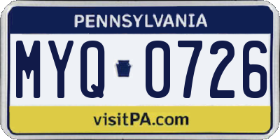 PA license plate MYQ0726