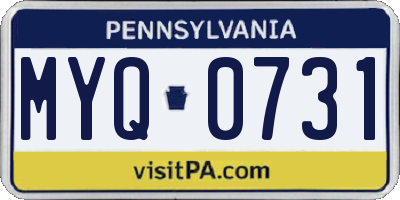 PA license plate MYQ0731