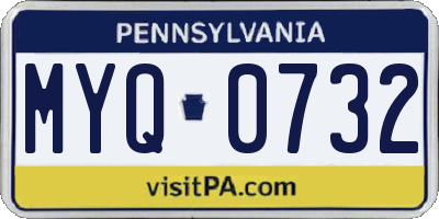 PA license plate MYQ0732