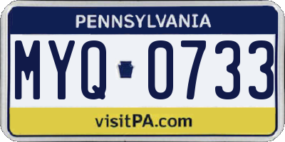 PA license plate MYQ0733